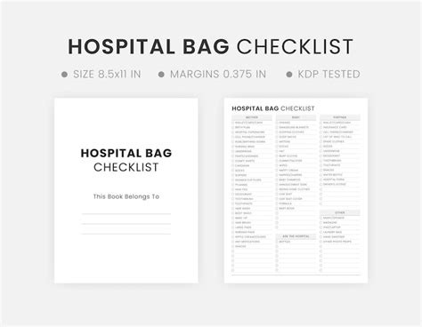 Premium Vector Editable Hospital Bag Checklist Template Printable For