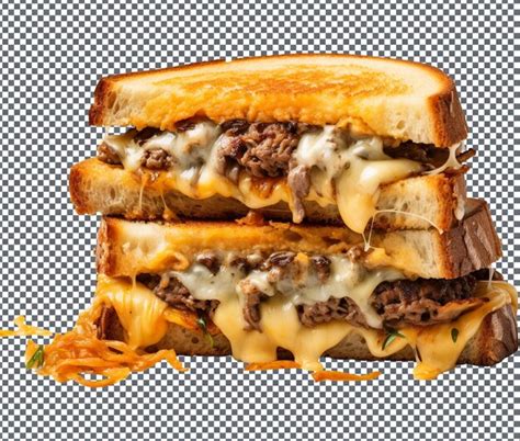 Premium Psd Spicy Patty Melt Burger Isolated On Transparent Background