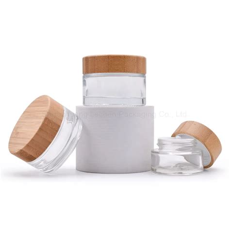 Eco Friendly Compostable Glass Bamboo Lid Cream Jar