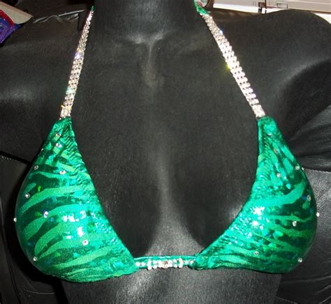 Style Kelly Green Metallic Tiger Print Competition Bikini With