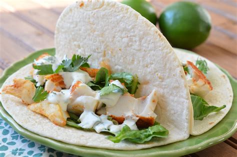 The Savvy Kitchen Fish Tacos With Lime Cilantro Crema