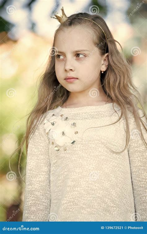 Portrait Of A Lovely Little Happy Princess Girl Stock Image Image Of Blond Flower 139672521