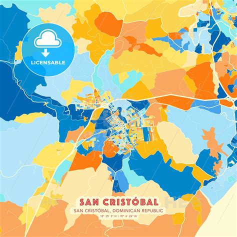 San Cristóbal, San Cristóbal, Dominican Republic blue and orange vector ...