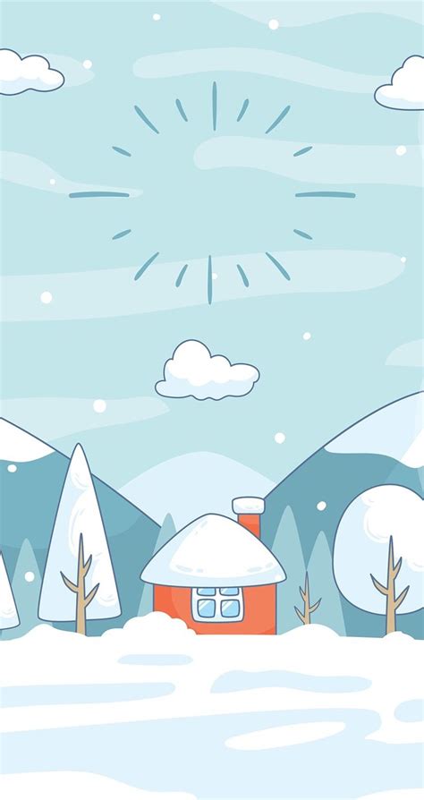 Snowy Landscape House Wallpaper