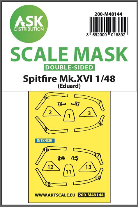 Art Scale Kit M Masking Set Spitfire Mkxvi Eduard Doub