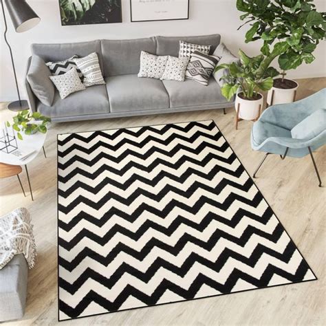 Tapiso Dream Vloerkleed Zwart Wit Modern Zigzag Woonkamer Tapijt Maat