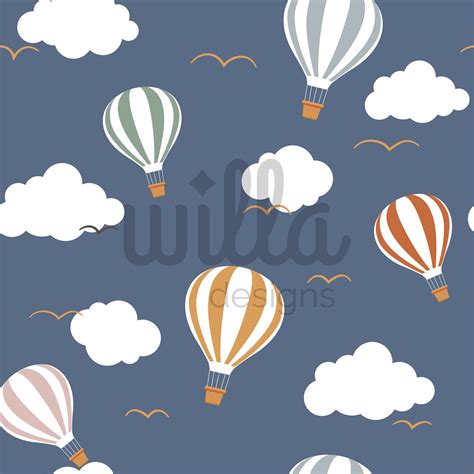 Hot Air Balloon Seamless Pattern Pastel Balloon Seamless Etsy