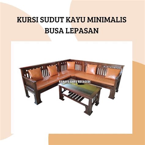 Jual Kursi Tamu Sudut L Kursi Kayu Akasia Minimalis Shopee Indonesia