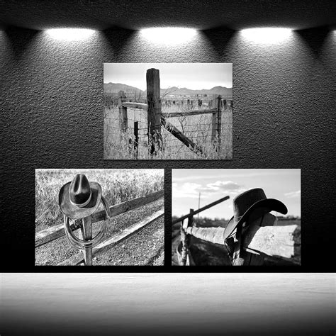 IKNOW FOTO Black And White Western Decor Cowboy Wall Art For Mens