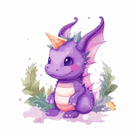 Premium Vector Purple Baby Dinosaur On White Background