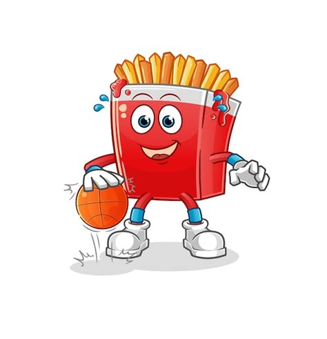 Las Patatas Fritas Regatean El Personaje De Baloncesto Vector De