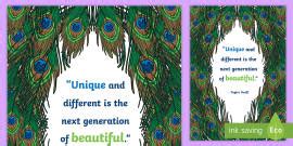 Proud Peacock Inspirational Quote By Emerson Display Poster