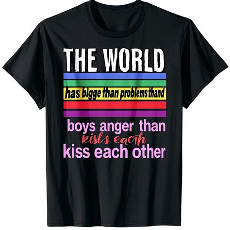 Rainbow Pride Tshirt The World Has Bigger Problems Bold Message On Black Tee With Vibrant