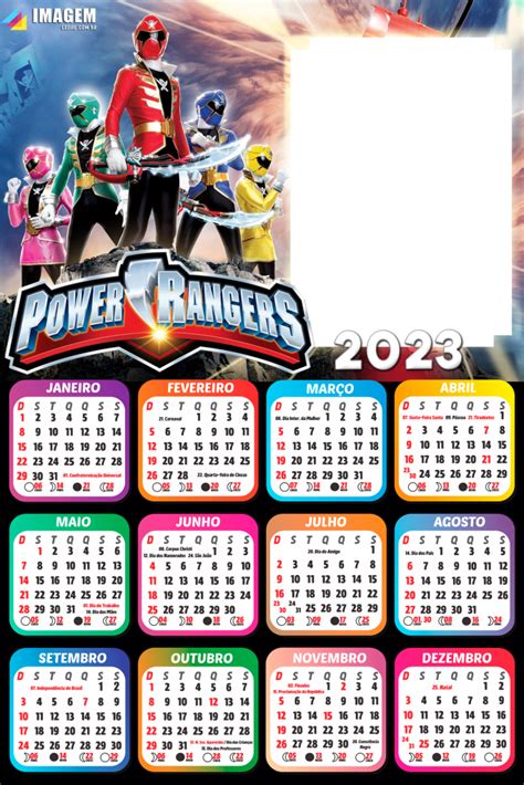 Calendário 2023 Power Rangers Moldura Png Fotos Imagem Legal