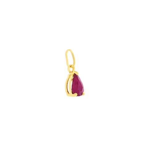 Pingente Pedra De Rubi Gota Em Ouro 18K