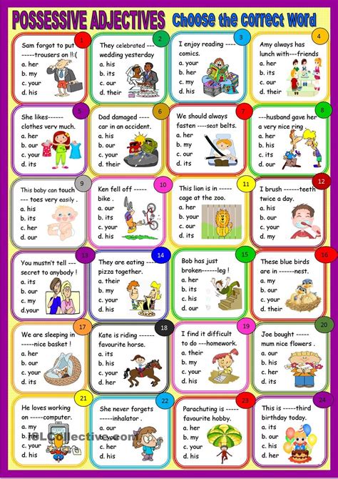 Possessive Adjectives Worksheet For Beginners