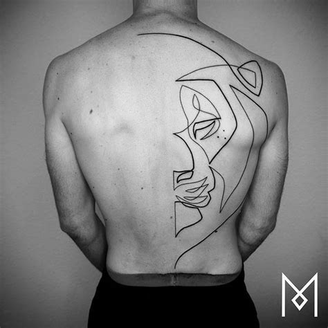 Amazing Single Line Lion Back Tattoo By Mo Ganji Moganji From