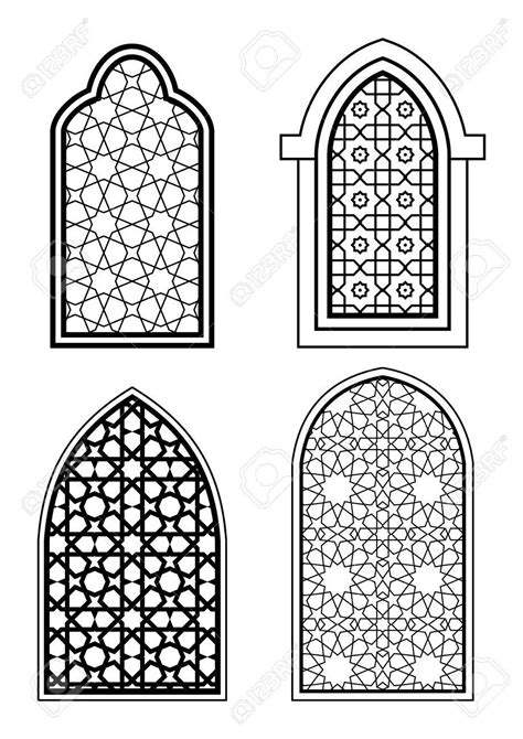 Set Of Islamic Arch In Black And White Arabic Traditional Architecture