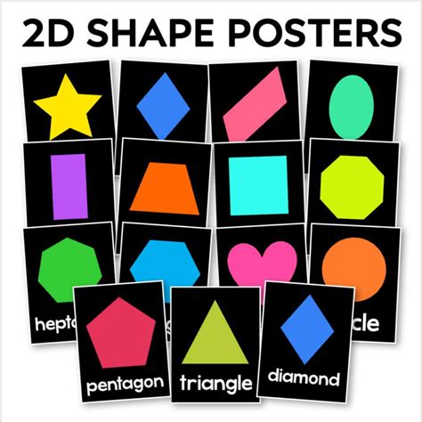 2d And 3d Shape Posters With Black Backgrounds Kinder Craze