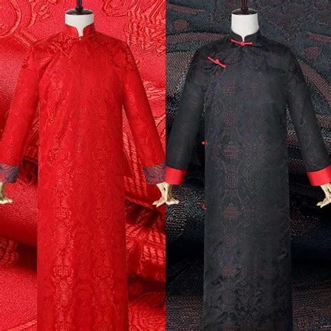 長袍 チャイナ服 チャンパオ チャイナローブ パオ メンズ 男性用 丈長 中国服 中華服 結婚式 婚礼 折り返し袖 ジャガード 送料無料 ...