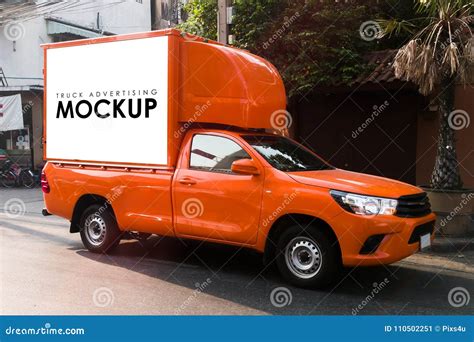 Blank White Sign on a Truck for Advertising the Building on Back Stock ...