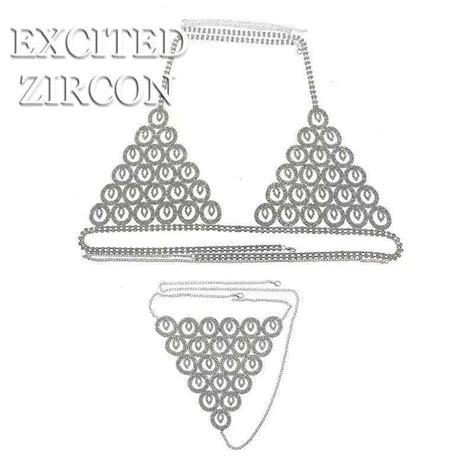 Handmade Sexy Jewelry Crystal Lingerie Chain Set For Women Bling Rhinestone Body Chain Beach
