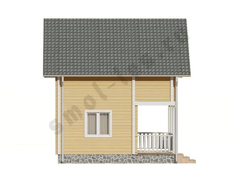 Проект дома 6х6 м. в 1.5 этажа из профилированного бруса с террасой