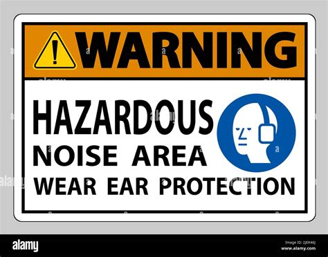 Warning Sign Hazardous Noise Area Wear Ear Protection On White Background Stock Vector Image