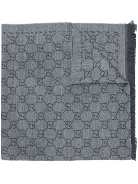 Gucci GG Jacquard Pattern Knitted Scarf In Gray Lyst