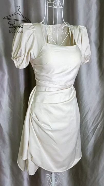 Đầm Váy Phi Lụa Bóng Sang Trọng 2 Màu Trắng Nude Và Nâu Dự Tiệc BY7119 Lazada vn