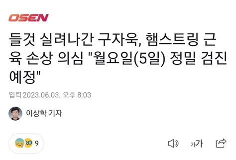 들것 실려나간 구자욱 햄스트링 근육 손상 의심 월요일5일 정밀 검진 예정 야구 에펨코리아