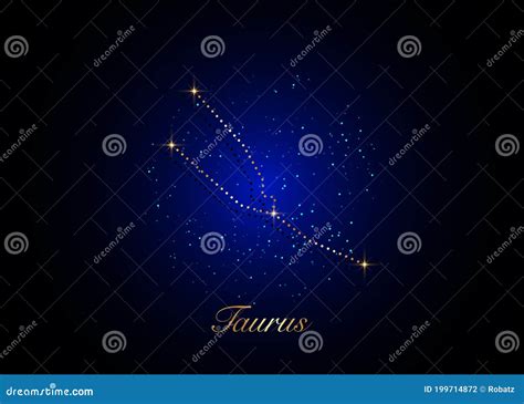 Taurus Zodiac Constellations Sign On Beautiful Starry Sky With Galaxy