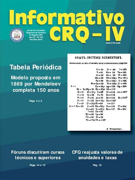 Pdf Tabela Peri Dica Crq Org Br Jornal Do Conselho Regional De