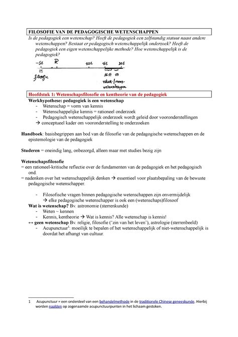 Hoofdstuk Samenvatting Filosofie Van De Pedagogische Wetenschappen