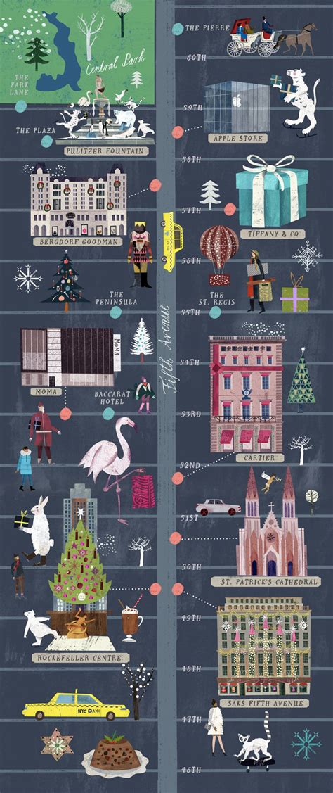 Christmas Map For Fifth Avenue NYC Martin Haake Illustrations