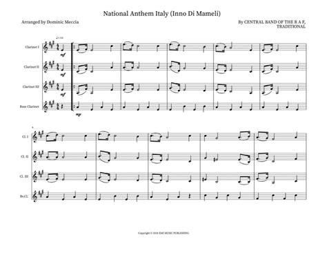 National Anthem Italy (Inno Di Mameli) by Traditional - Bass Clarinet ...