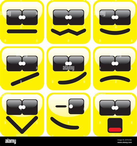 Set Of Nine Yellow Terminator Smileys Vector Illustration Stock Vector