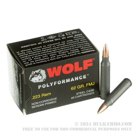 500 Rounds Of Bulk 223 Ammo By Wolf 62gr Fmj