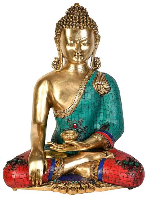 19 Tibetan Buddhist Lord Buddha In Earth Touching Gesture In Brass