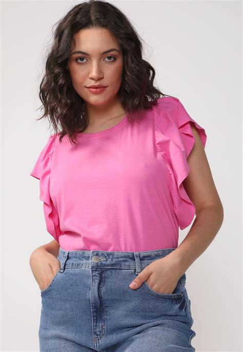 Blusa Hering Babados Rosa Compre Agora Dafiti Brasil