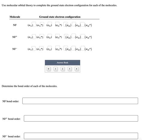 Solved Use Molecular Orbital Theory To Complete The Ground