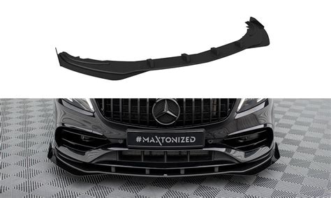 Street Pro Front Splitter Flaps Mercedes Benz A Amg Line W176 Facelift Black Red Gloss Flaps