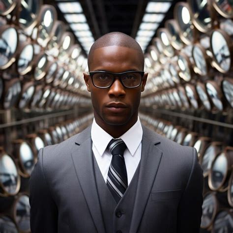 Premium Photo A Man Wearing A Suit And Glasses Stands In A Room With