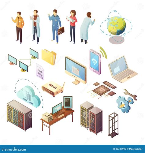 Datacenter Isometric Flowchart Vector Illustration Cartoondealer