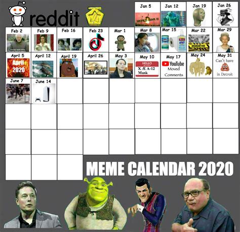 Reddit Meme Calendar 2020 (We're halfway there!) : r/dankmemes