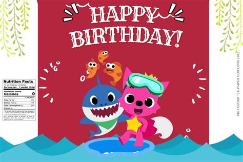 Free Editable Pinkfong Baby Shark Canva Birthday Water Bottle Labels