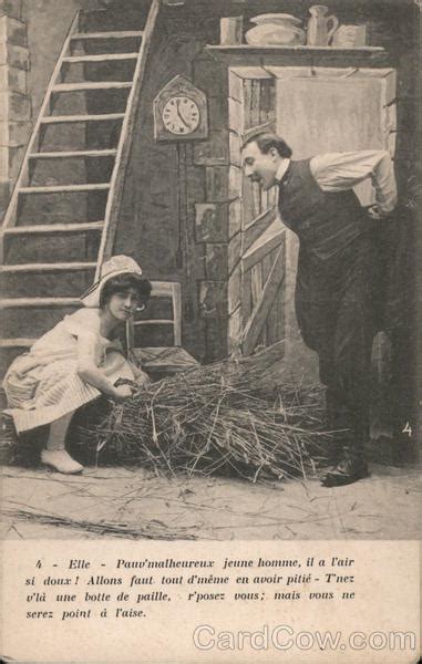 Set Of French L Amour Mouille Man Convincing Woman To Sleep With Him Risque Nude Postcard