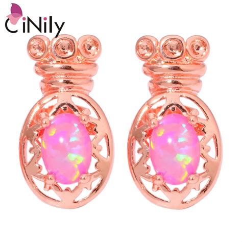 Cinily Created Pink Fire Opal Rose Gold Color Wholesale New Style For