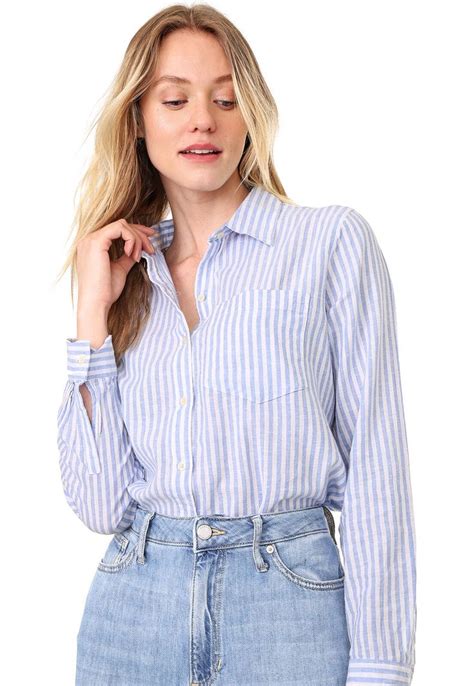 Camisa Linho GAP Listrada Azul Branca Stripped Shirt Outfit Looks