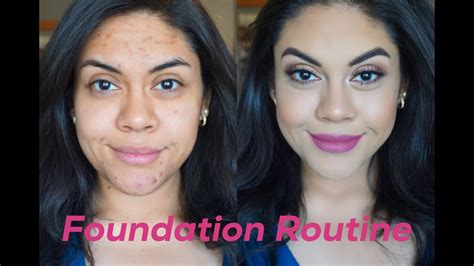 Full Coverage Foundation Routine Oily Skin Youtube